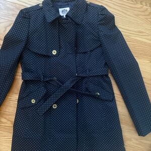 Juicy Couture Girls Beautiful Polka Dot Trench Coat 14 Navy